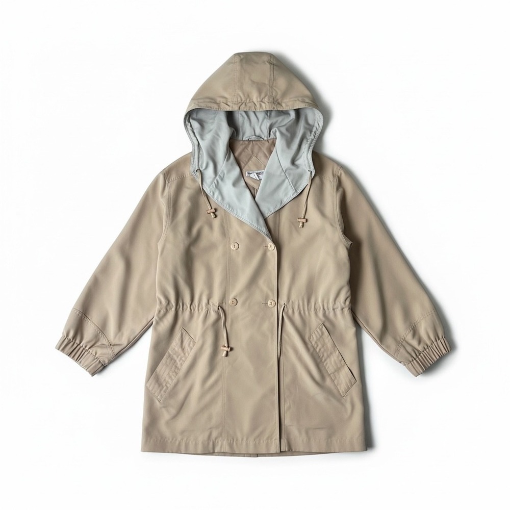 Westport Ltd Womens Anorak Jacket Tan Beige Hooded Elastic Waist Vintage Large